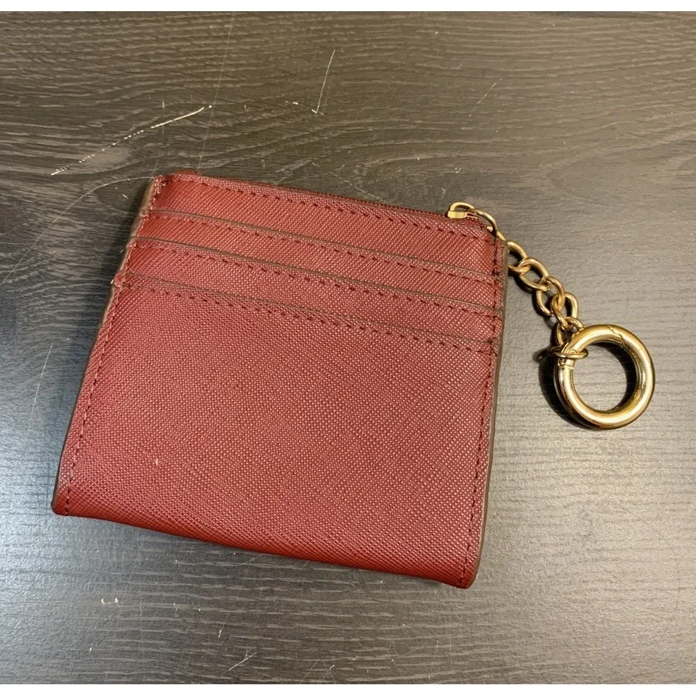 Anne Klein Red Faux Leather Coin Purse/Card Wallet/Key‎ Chain Zipper EUC
